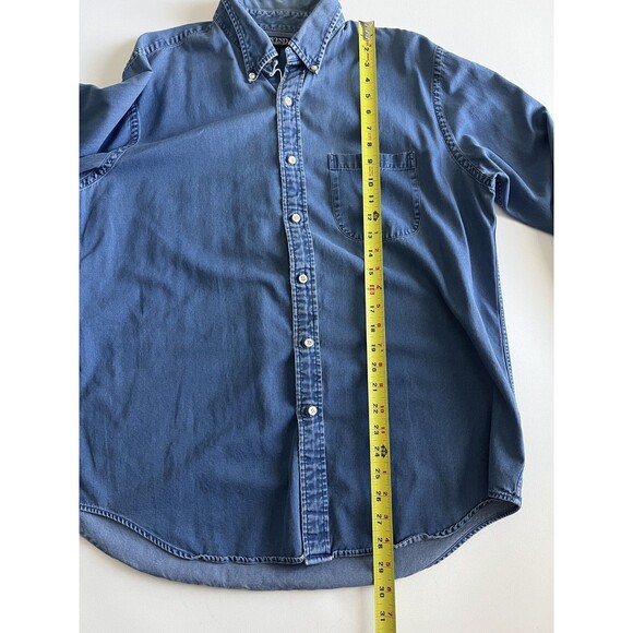 Vtg LANDS END Denim Jean Light Blue Chambray Casual Button Down Shirt 16.5 Large - Picture 7 of 12